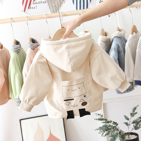 Add velvet cotton coat cartoon robot hooded cotton coat